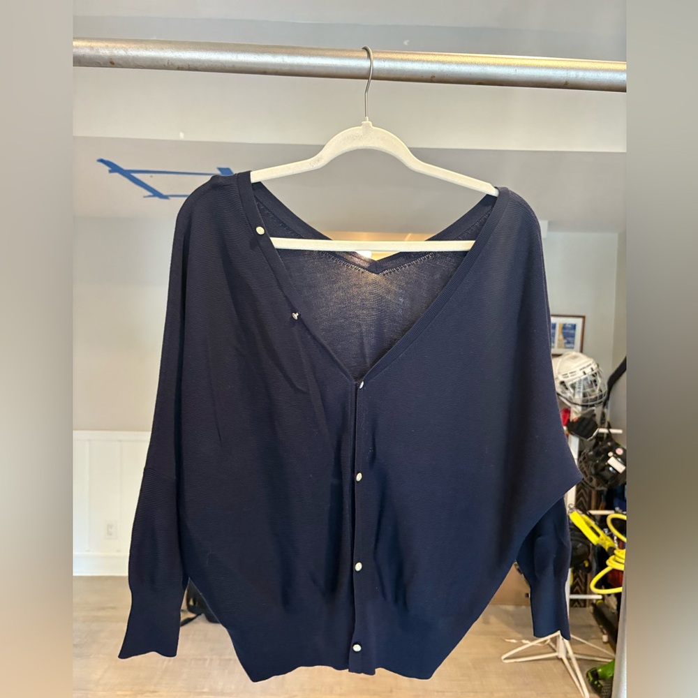 ba&sh Dark Navy Button-Up Cardigan